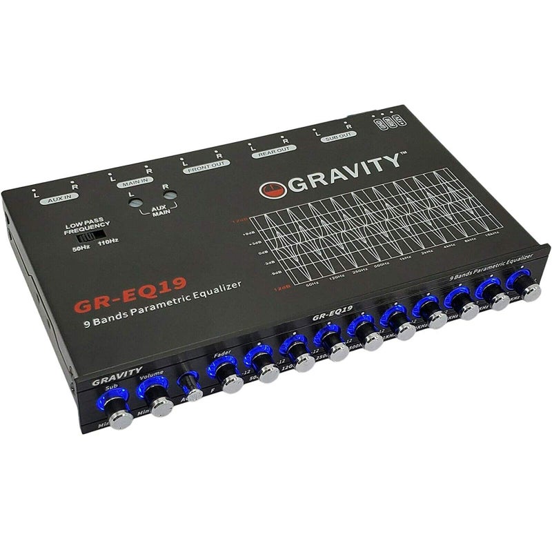 Gravity EQ19 1/2 Din 9 Equalization Bands Band Car Audio Equalizer EQ Front, Rear + Sub Output 9V with Three Stereo RCA Output/Built-in Input AUX/DVD Select Switch - Image 5